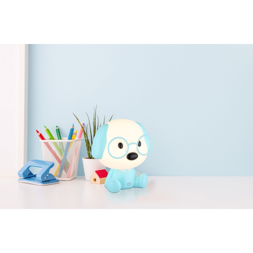 Globo 21761B - Luz nocturna infantil LED recargable y regulable PUPPY 1 W/5 V 500 mAh azul